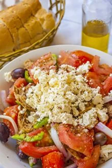 Greek Panzanella Salad, Kalymnos, Dodecanese, Greek Islands, Greece, Europe