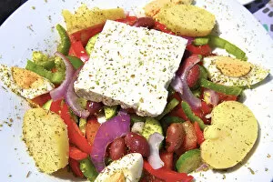 Images Dated 10th July 2017: Greek Salad, Crete, Greek Islands, Greece, Europe