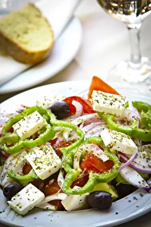 Dining Prints: Greek Salad, Plaka District, Athens, Greece