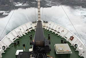 Greenland. The bow of the Russian cruise ship Professor