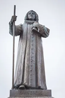 Nuuk Prints: Greenland, Nuuk, statue of missionary Hans Egede