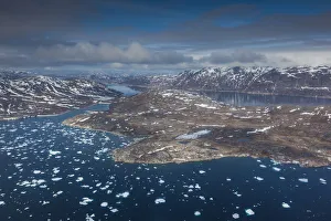 Floating Prints: Greenland, Qaqortoq, aerial view of floating ice