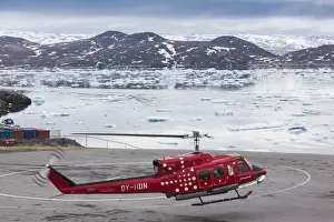 Floating Prints: Greenland, Qaqortoq, airline helicopter and floating ice