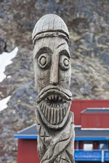 Inuit Prints: Greenland, Qaqortoq, town totem pole
