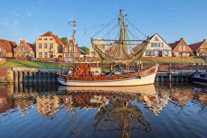 Images Dated 21st June 2023: Greetsiel harbor in early morning light, Krummhorn, East Frisia, Lower Saxony, Germany