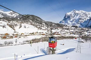 Grindelwald, Berner Oberland, canton of Bern, Switzerland. Cable car to Mannlichen