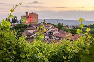 Nebbiolo Prints: Grinzane Cavour Castle through the vineyards coloured with the italian flag