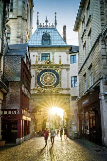 Rouen Prints: Gros Horloge, historic center Rouen, Seine-Maritime, Normandy, France
