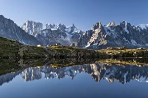 Haute Savoie Gallery: The group of Mont Blanc is reflected in Lake Cheserys. Chamonix. Haute Savoie. France