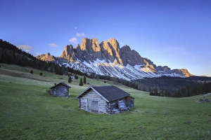 Malga Prints: The group of Odle viewed from Gampen Alm at dawn