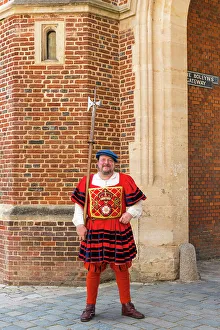 Leisure Gallery: A guard outside Anne Boleyn Gatehouse, Hampton Court Palace, London, England