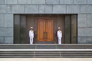 Images Dated 18th November 2016: Guards outside Ho Chi Minhs Mausoleum, Hanoi, Vietnam