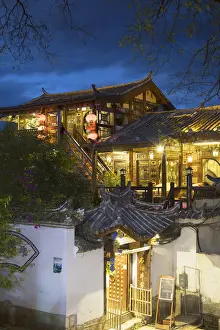 Guesthouse Prints: Guesthouse at dusk, Lijiang (UNESCO World Heritage Site), Yunnan, China