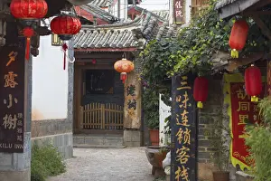 Guesthouse Prints: Guesthouses in alleyway, Lijiang (UNESCO World Heritage Site), Yunnan, China