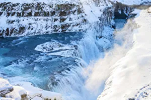 Hvita River Prints: Gullfoss waterfall, Golden Circle, Haukaladur, Iceland, Europe