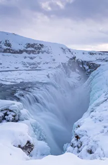 Power Prints: Gullfoss waterfall in winter time, south western Iceland, Europe