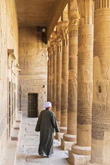 Guradian at the Temple of Philae on an island in Lake Nasser, Nile River, Aswan, Egypt