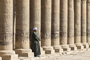Images Dated 14th May 2020: Guradian at the Temple of Philae on an island in Lake Nasser, Nile River, Aswan, Egypt