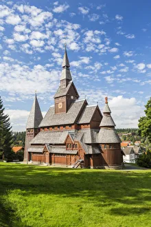 Local Landmark Prints: Gustav Adolf Stave Church, Hahnenklee, Goslar, Harz mountain, Lower Saxony, Germany