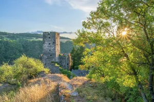 Wine Growing Region Prints: Gutenfels castle at sunset, Kaub, Rhine valley, Rhineland-Palatinate, Germany
