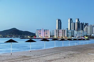 Busan Prints: Gwangalli Beach and Gwangan Bridge at dawn, Busan, South Korea
