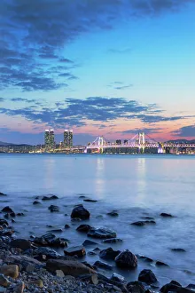 Busan Prints: Gwangan Bridge at dusk, Busan, South Korea