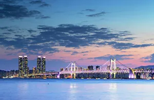 Busan Prints: Gwangan Bridge at dusk, Busan, South Korea