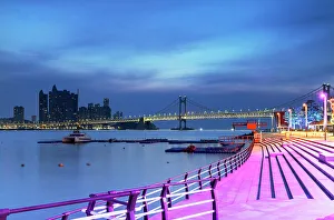 Busan Prints: Gwangan Bridge and Namcheon Beach Park at dawn, Busan, South Korea
