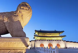 Seoul Prints: Gwanghwamun Gate at dusk, Seoul, Seoul Metropolitan Area, South Korea