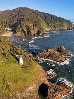 Heceta Head Prints: Haceta Head Lighthouse & Coastline, Oregon, USA