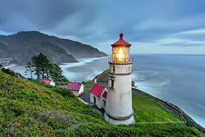 Heceta Head Prints: Haceta Head Lighthouse at Dusk, Oregon, USA