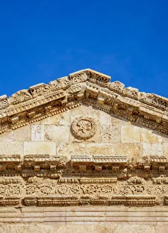 Hadrian Prints: Hadrains Arch, detailed view, Jerash, Jerash Governorate, Jordan