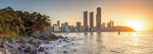 Busan Prints: Haeundae Beach at sunrise, Busan, South Korea