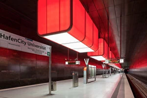 Images Dated 29th April 2015: HafenCity UniversitAA┬ñt station on U4 U-Bahn line, HafenCity, Hamburg, Germany
