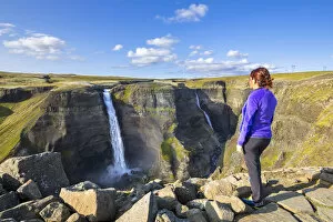 Watch Gallery: Haifoss waterfall at Fossa river (Southern Region, Iceland, Europe) (MR)