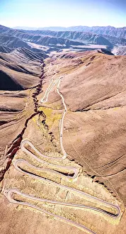 Curve Prints: Hairpin bends of a mountain road, Purmamarca, Puna, Jujuy, Argentina