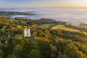 Images Dated 8th December 2021: Haldon Belvedere (Lawrence Castle) on a misty autum morning, Devon, England
