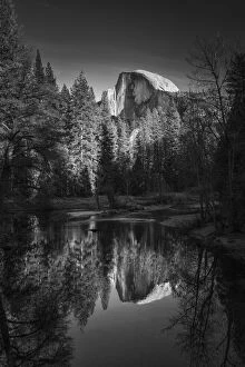 Half Dome Reflecting in Merced River, Yosemite National Park, California, USA