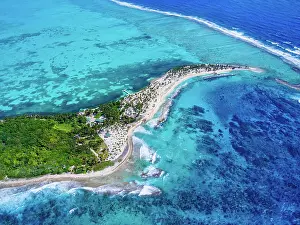 Atoll Prints: Half Moon Caye, Lighthouse Reef, aerial view, Belize District, Belize