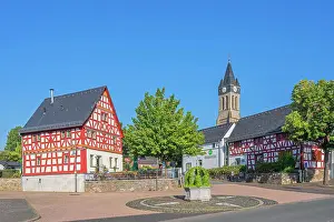 Lahn Prints: Half-timberd houses at Elz market place near Limburg an der Lahn