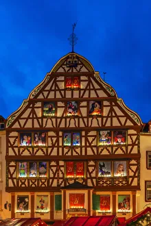 Half-timbered house with Advent calendar decoration, Bernkastel-Kues, Rhineland-Palatinate
