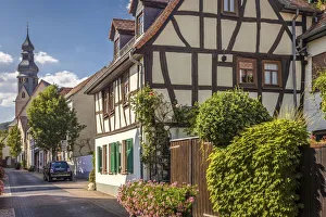 Rhine Main Prints: Half-timbered houses and church of St. Peter and Paul in the old town Hofheim am Taunus