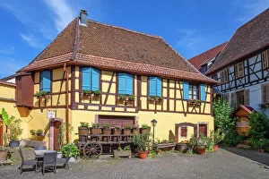 Images Dated 30th November 2022: Half-timbered houses at Eguisheim, Haut-Rhin, Alsace, Alsace-Champagne-Ardenne-Lorraine, Grand Est