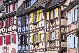 Half-timbered houses of the old town of Colmar, Alsatian Wine Route, France