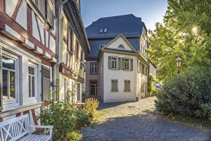 Half-timbered houses in the old town of Frankfurt-Hochst, Frankfurt, Hesse, Germany