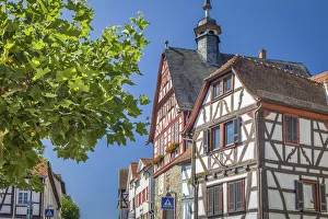Old Town Hall Prints: Half-timbered houses and old town hall in Oberursel, Taunus, Hesse, Germany
