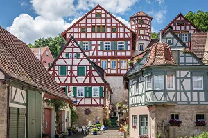 Taubertal Prints: Half-timbered houses and Romschloessle in Creglingen