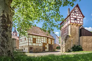 Taubertal Prints: Half-timbered houses at Taubertorplatz in Creglingen