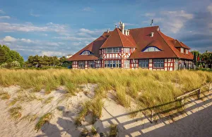 Half Timbered Prints: Half-timbered Kurhaus in the dunes in Zingst