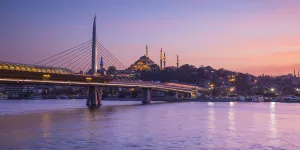 Turkish Gallery: Halic Metro Bridge & Suleymaniye Camii (Mosque), Golden Horn, Istanbul, Turkey